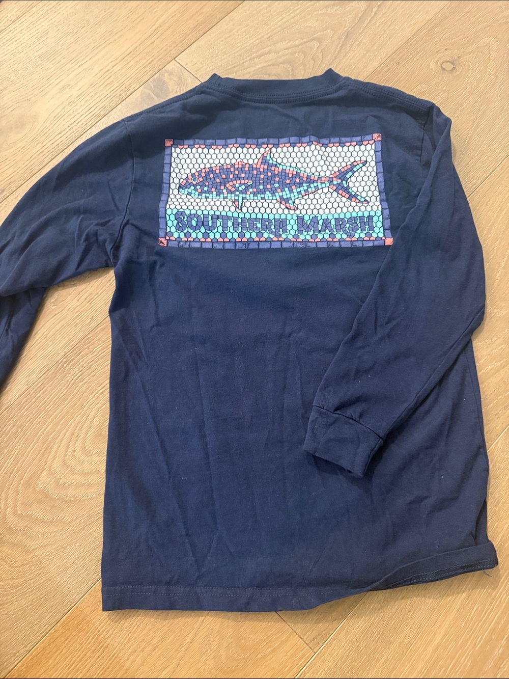 Southern Marsh Navy Long Sleeve Tee with Marlin Graphic
